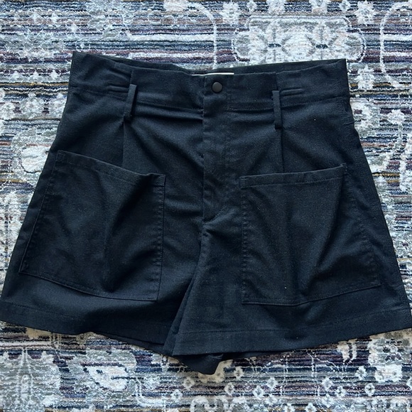 ZARA - Black High Waisted Paper Bag 4 Pocket Shorts - Picture 3 of 3